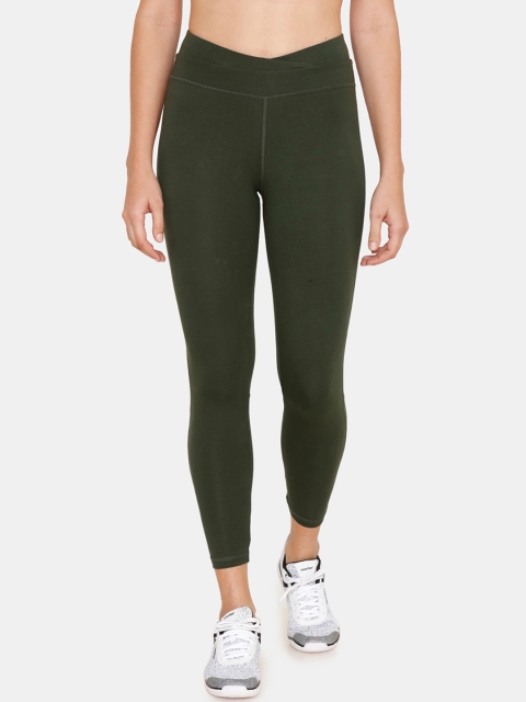 

Zelocity by Zivame Women Green Solid Tights