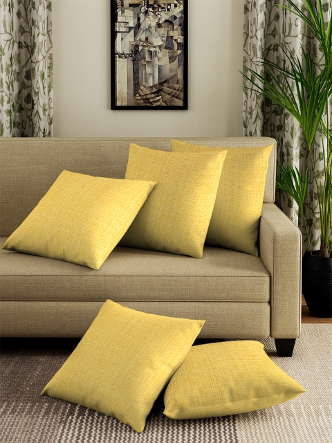 

NEUDIS Set of 5 Yellow Solid Square Cushion Covers