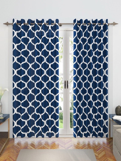 

Divine Casa Blue & White Set of 2 Door Curtains