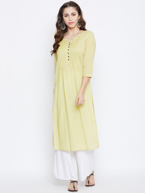 

Prakhya Women Lime Green Solid Straight Kurta