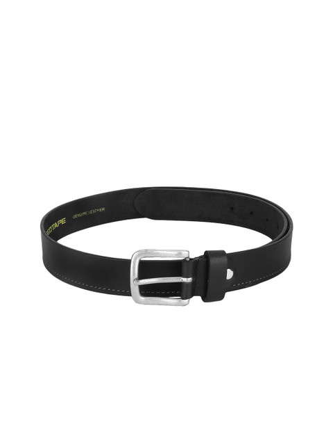 

Red Tape Men Black Leather Solid Belt
