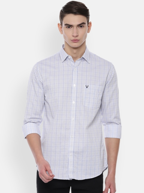 Allen Solly Men White Slim Fit Checked Casual Shirt
