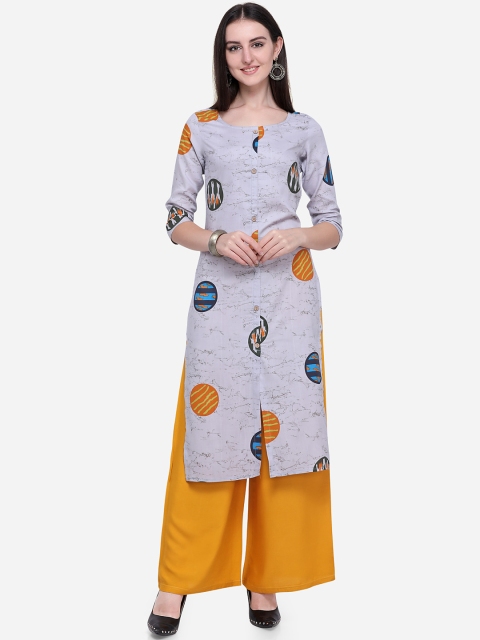 

Mirchi Fashion Women Grey Printed Straight Kurta