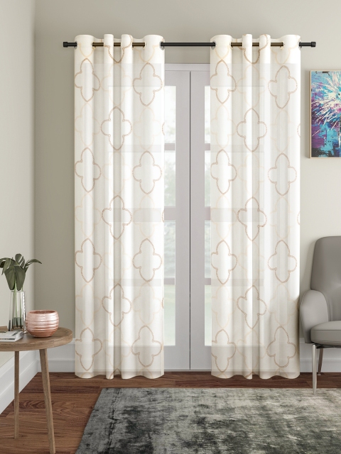

Cortina Off-White & Brown Set of 2 Door Curtains