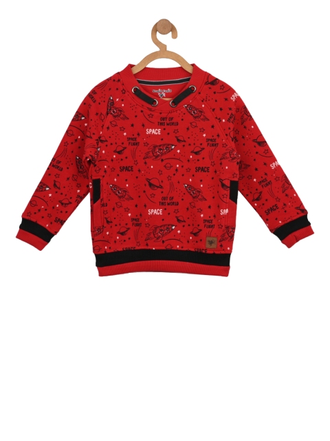 

Stupid Cupid Boys Red Printed Sweatshirt