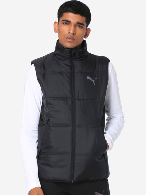 

Puma Men Black Solid Essentials Padded Vest Sports Jacket