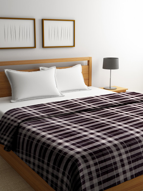 

Portico New York Brown Checked AC Room 350 GSM Double Bed Blanket