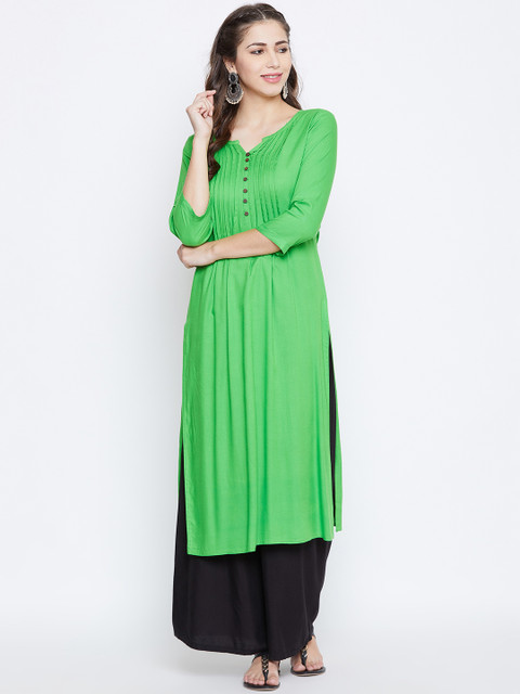 

Prakhya Women Green Solid Straight Kurta