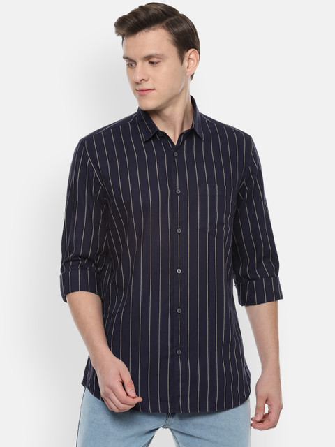 

Van Heusen Sport Men Navy Blue Slim Fit Striped Casual Shirt