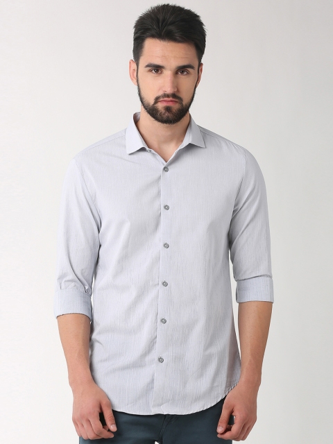 

Peter England Men White Slim Fit Self Design Casual Shirt