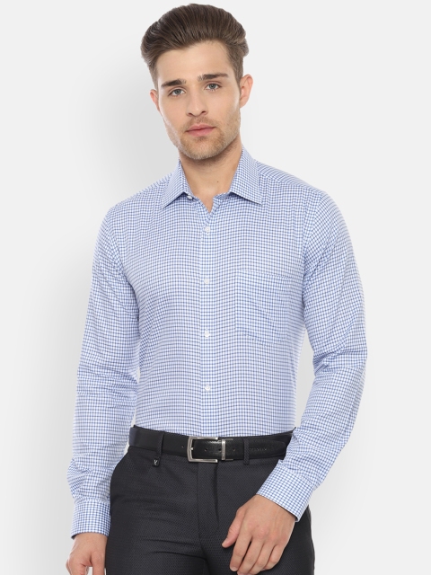 

Van Heusen Men Blue & White Slim Fit Checked Formal Shirt