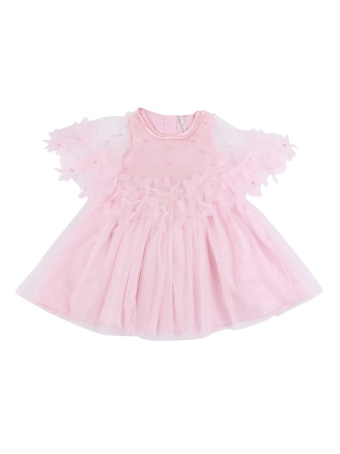 

Pantaloons Junior Girls Pink Self Design Fit and Flare Dress