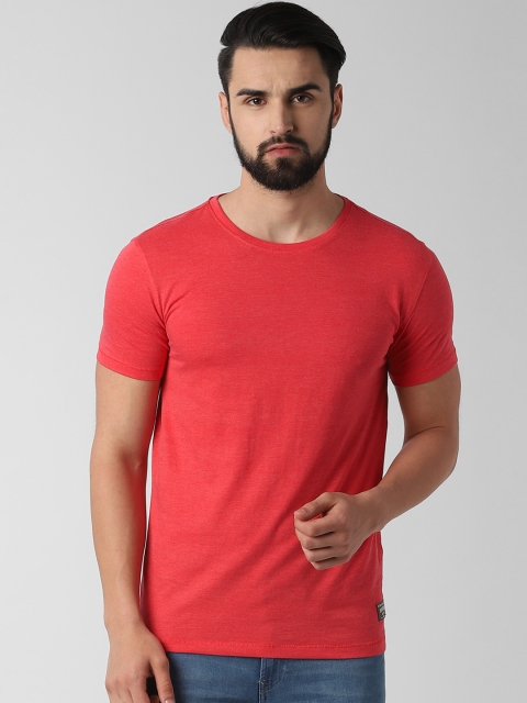 

Peter England Casuals Men Red Solid Round Neck T-shirt