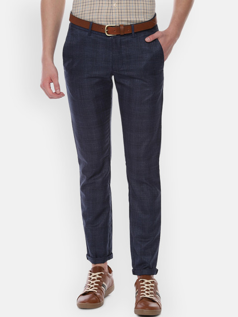 

Allen Solly Men Navy Blue Slim Fit Printed Regular Trousers