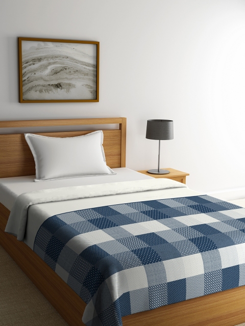 

Portico New York Blue Checked AC Room 280 GSM Double Bed Blanket
