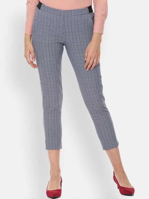 

Van Heusen Woman Women Grey Regular Fit Checked Cigarette Trousers