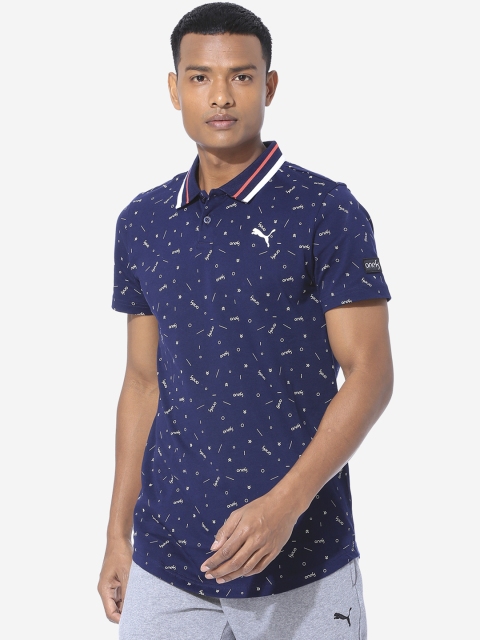 

Puma Men Blue VK AOP Printed Polo Collar T-shirt