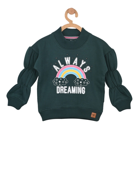 

Stupid Cupid Girls Green Printed Sweatshirt