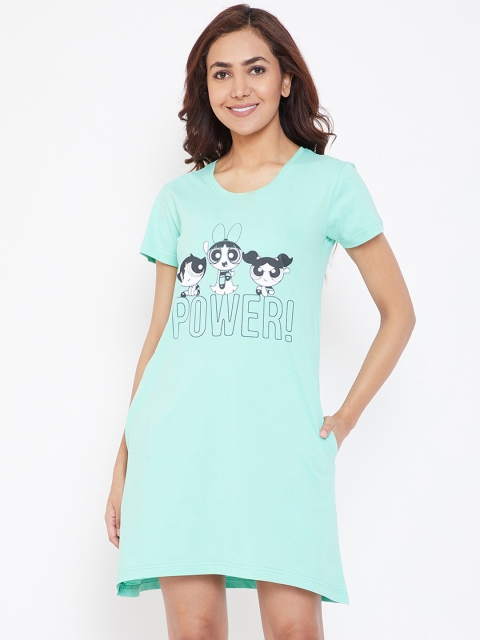 

Clovia Women Sea Green Printed Nightdress