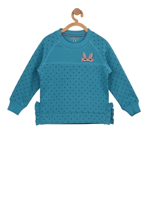 

Stupid Cupid Girls Turquoise Blue Printed Sweatshirt