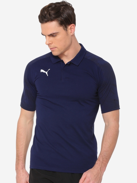 

Puma Men Blue Solid Polo Collar CUP Sideline Polo Peacoat Sports T-shirt