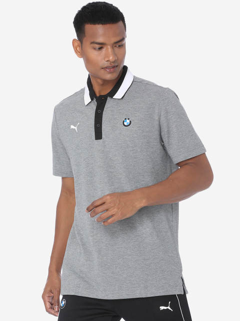 

PUMA Motorsport Men Grey Printed Polo Collar BMW MMS Medium Heather Sports T-shirt