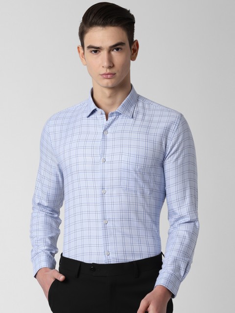 

Peter England Men Blue Slim Fit Checked Formal Shirt