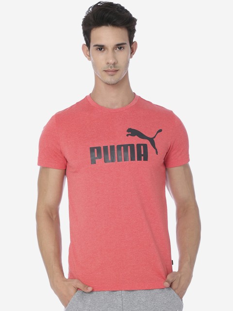 

Puma Men Coral ESS+ Heather Red Printed Round Neck T-shirt