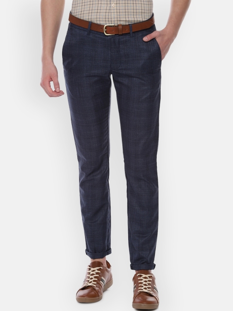 

Allen Solly Men Navy Blue Slim Fit Printed Regular Trousers