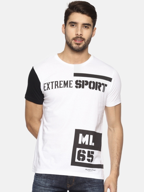 

Masculino Latino Men White & Black Printed Round Neck T-shirt