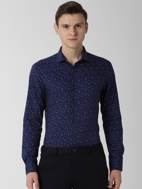 

Peter England Men Navy Blue Slim Fit Printed Formal Shirt