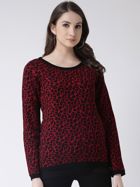 

Club York Women Red & Black Self Design Sweater