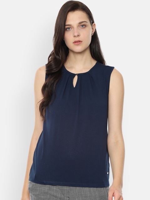 

Van Heusen Woman Women Navy Blue Solid Top