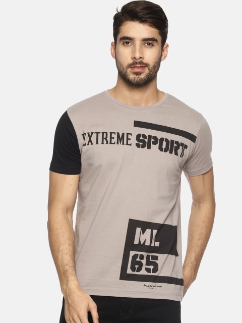 

Masculino Latino Men Grey & Black Printed Round Neck T-shirt