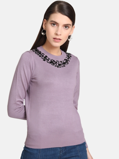 

Kazo Women Purple Solid Sweatshirt