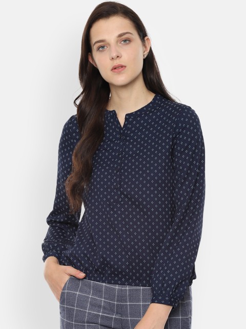

Van Heusen Woman Women Navy Blue Printed Top