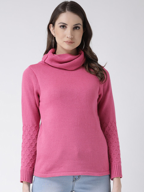 

Club York Women Pink Solid Sweater