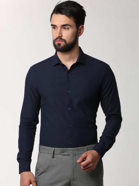 

Peter England Men Navy Blue Slim Fit Solid Formal Shirt