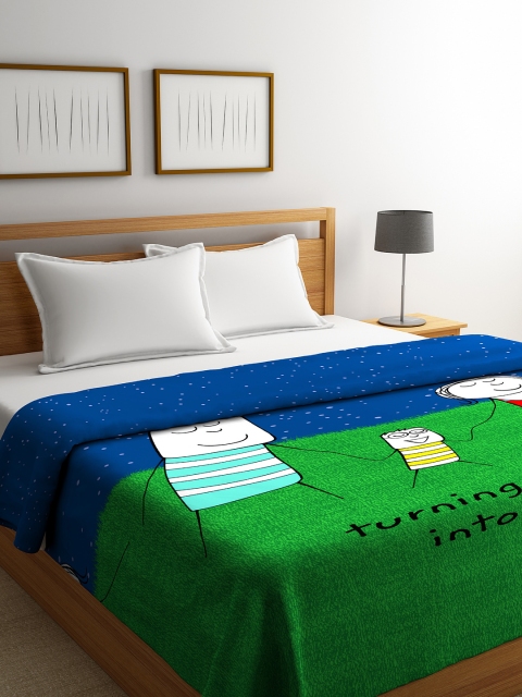 

Portico New York Green Cartoon Characters AC Room 300 GSM Double Bed Blanket