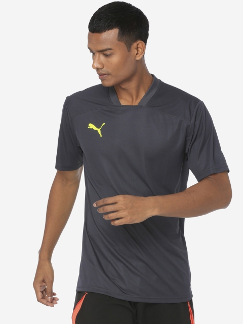 

Puma Men Grey Solid ftblNXT Shirt Ebony-Yellow Alert Sports T-shirt