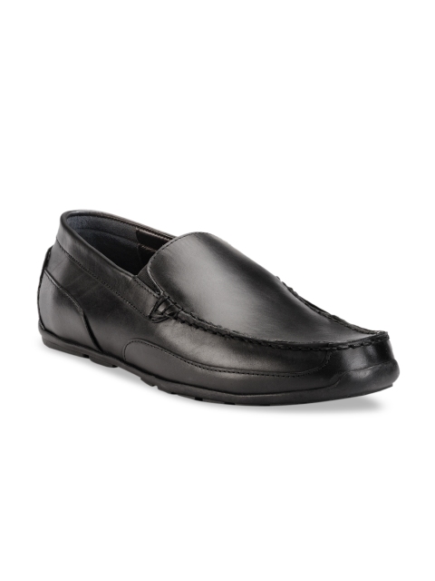 

Teakwood Leathers Men Black Leather Lightweight Slip-On Sneakers