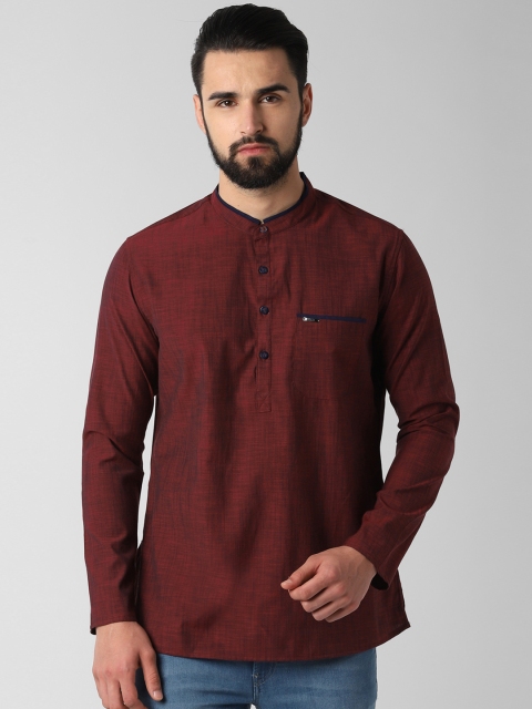 

Peter England Men Maroon Solid Straight Kurta