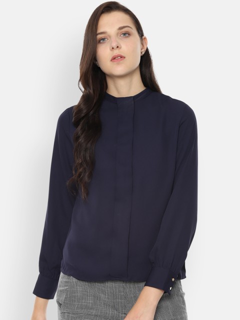 

Van Heusen Woman Women Navy Blue Solid Top