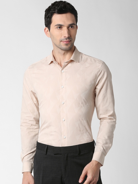 

Peter England Men Beige Slim Fit Printed Formal Shirt