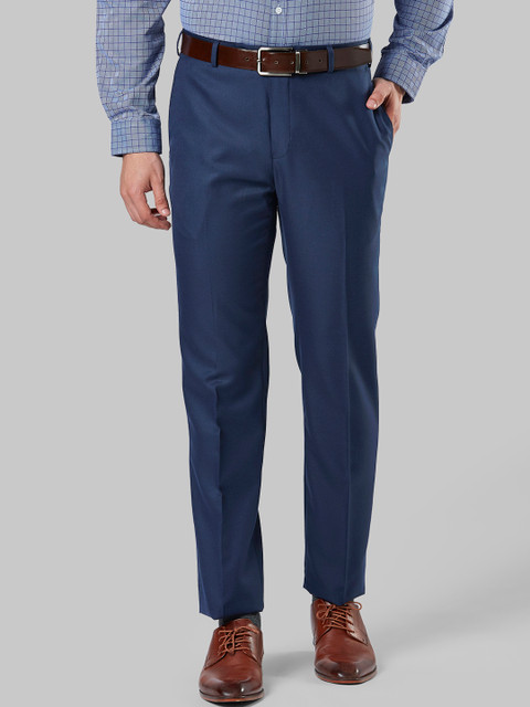 

Next Look Men Blue Regular Fit Solid Formal Trousers