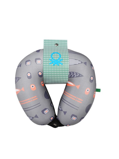 

United Colors of Benetton Unisex Grey Printed Neck Pillow, Multi
