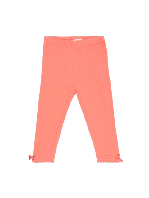 

Pantaloons Baby Girls Peach-Coloured Solid Leggings