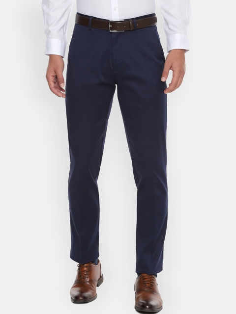 

Louis Philippe Men Navy Blue Regular Fit Self Design Formal Trousers
