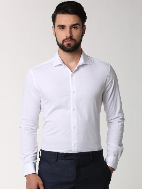 

Peter England Men White Slim Fit Self Design Formal Shirt