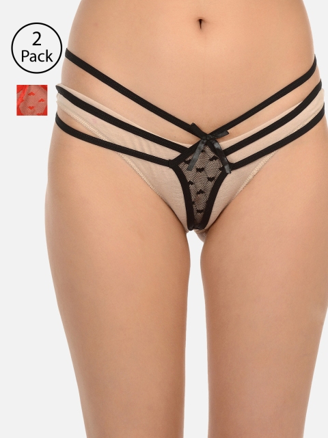 

fashiol Women Pack of 2 Assorted Solid Thongs